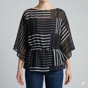 Chaps Sheer Drop-Shoulder Wide Sleeve Blouse Size M